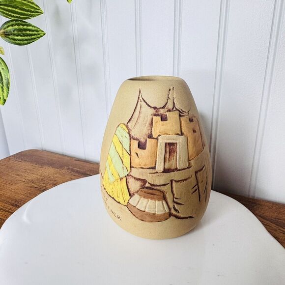 Vintage Janet Haefner Southwestern Pottery 5" Handcrafted Vase Signed 5” - Picture 8 of 10
